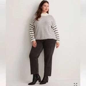 Madewell Womens Stripe Play Mock Pullover Sweater 1X Wool Blend NWT Plus